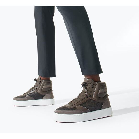 Christian Louboutin Mens Top Rui Flat Ombre Brown Techno High Sneaker 43.5 10.5 - Picture 3 of 12